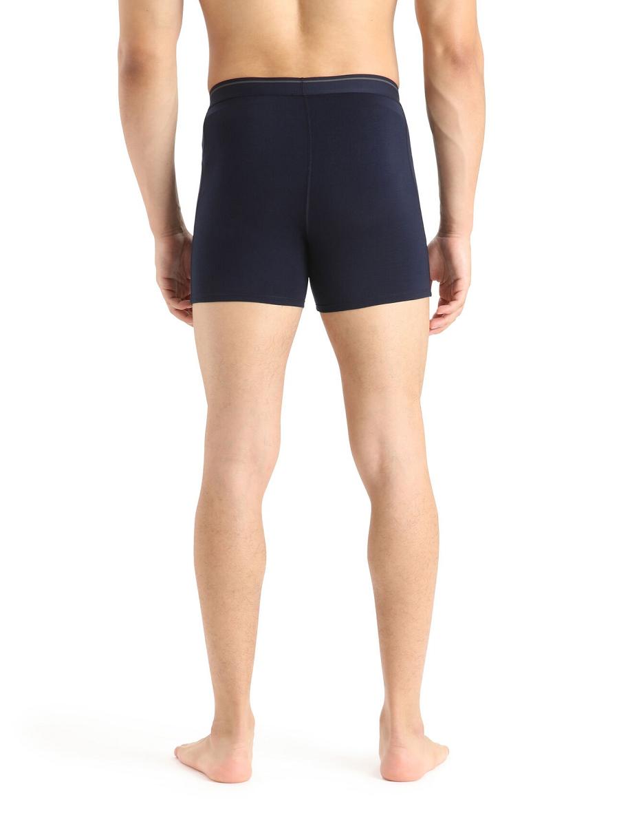 Midnight Navy Icebreaker Merino Anatomica Boxers Men's Underwear | AU 1315QMAZ